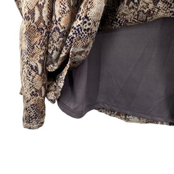 Adrienne Snakeskin Print Puff Balloon Sleeve Blouse Mobwife Top - Picture 7 of 10